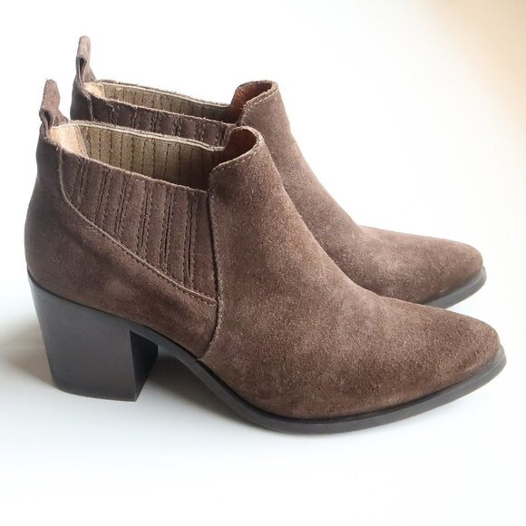 Steve Madden Pauze Khaki Suede Leather Block Heel Chelsea Ankle Boots / Booties - Picture 16 of 16